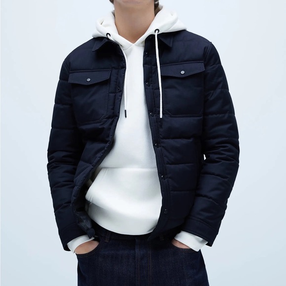 Zara Other - Zara Men’s Navy Puffer Button down Jacket Size Small